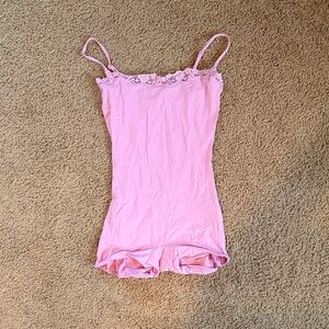 SKIMS Pink Lace Trim Onsie